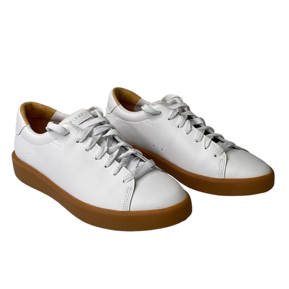 Everlane The ReLeather Tennis Shoe Gum Sole Lace Up Sneakers Leather Retro - Picture 2 of 14